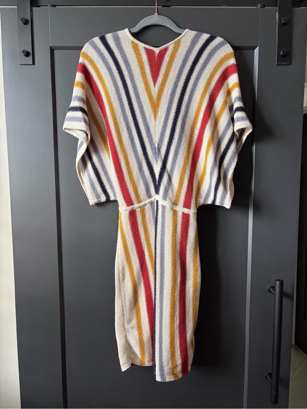 cupcakes & cashmere Striped Knit Cover-up | Cream, Rust, Mustard, Navy & Gray - Picture 4 of 6